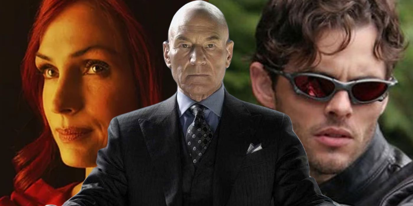 Split: Jean Grey (Famke Janssen), Professor X (Patrick Stewart), and Cyclops (James Marsden) in X-MEn