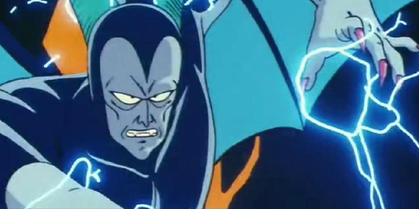 Spike, o Homem Diabo, prepara seu Devilmite Beam contra Goku em Dragon Ball.