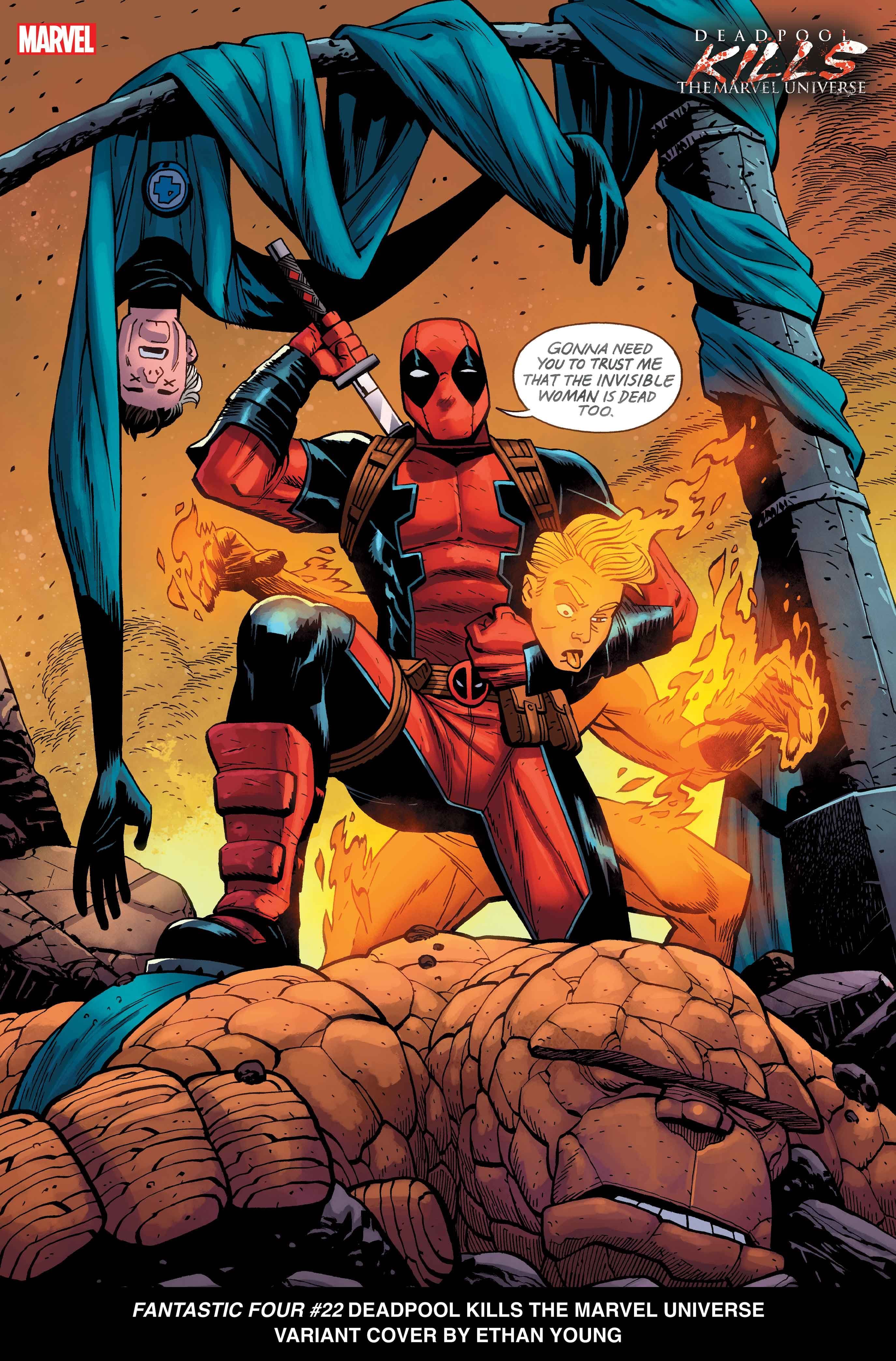 FANTASTIC FOUR #22 Deadpool Kills the Marvel Universe Variant Cover by Ethan Young