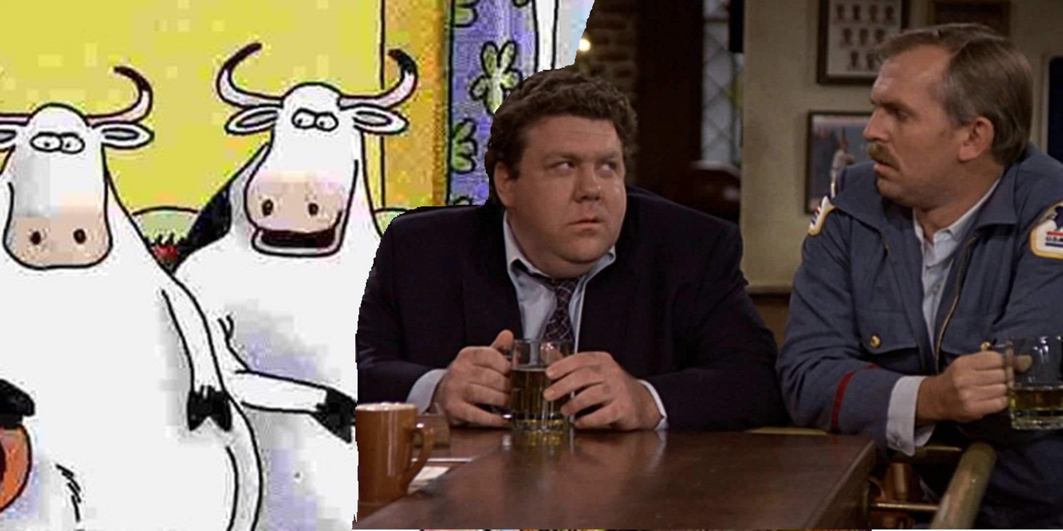 Cows on Far Side and Norm and Cliff on Cheers