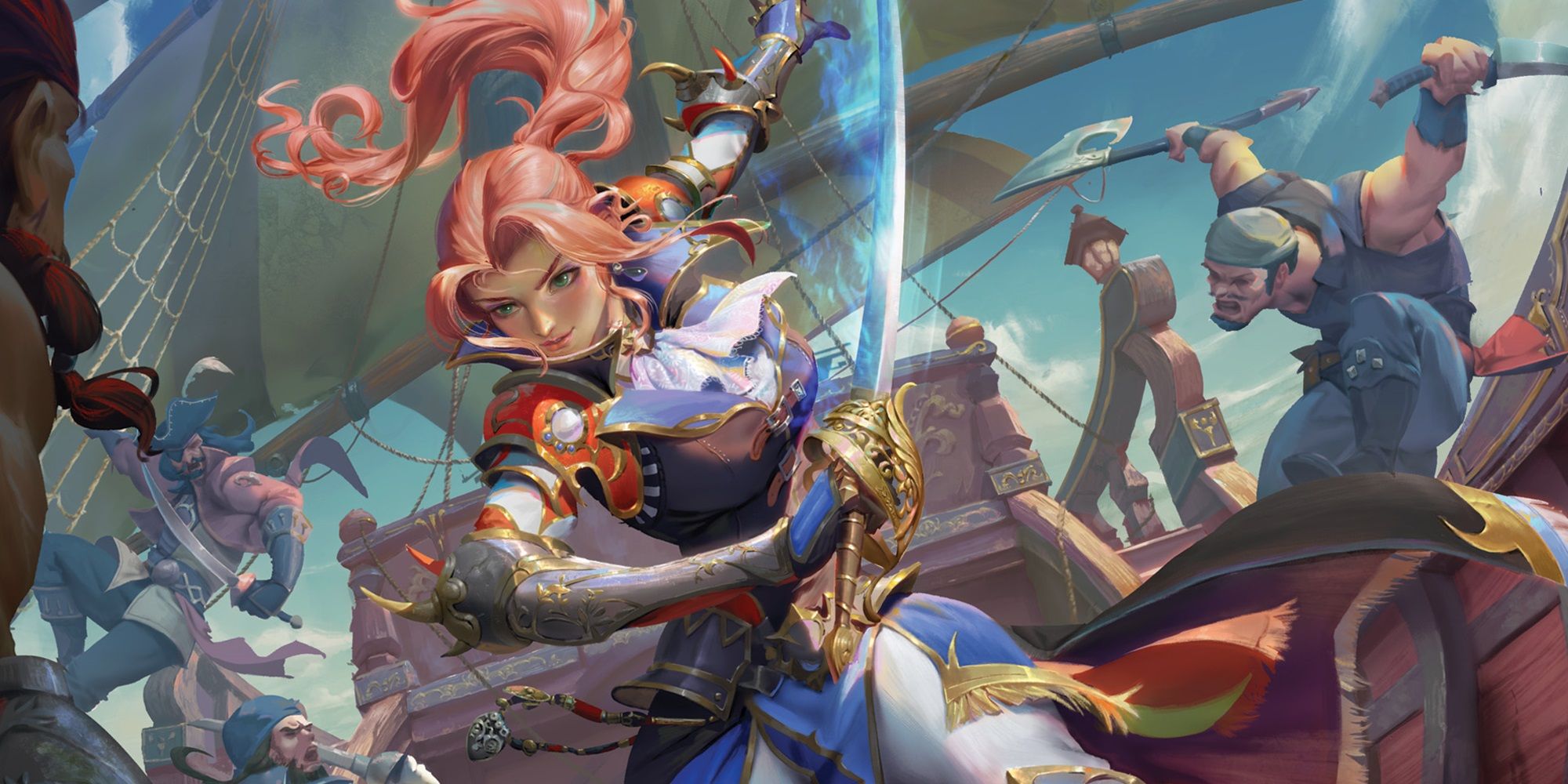 Final Fantasy TCG's rendition of Faris as she fights pirates