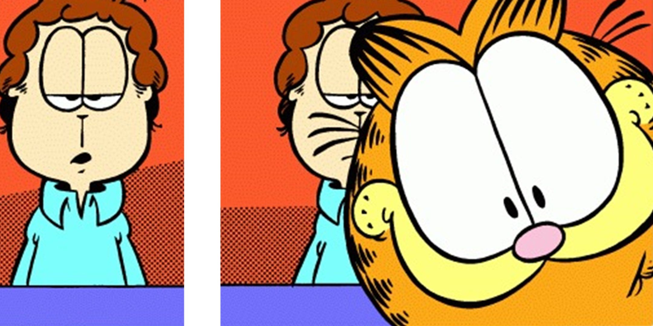 Garfield breaks the fourth wall