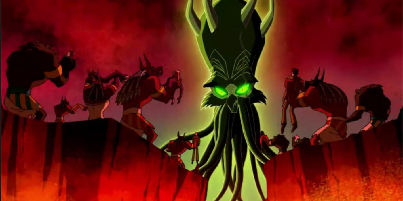 Godlike animals offer sacrifices to their tentacled god in Scooby-Doo Mystery Incorporated