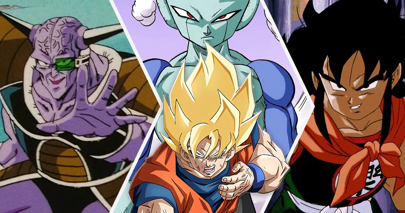 Goku overlaid on top of Captain Ginyu, Frost, and Yamcha