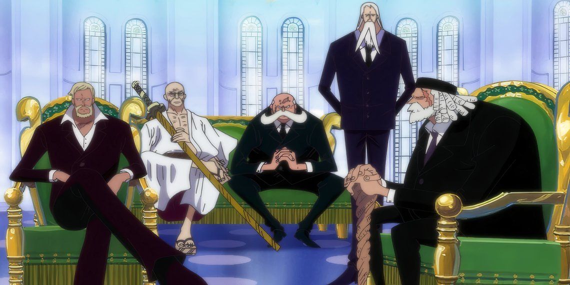 The Five Elders gather in their private chambers in One Piece