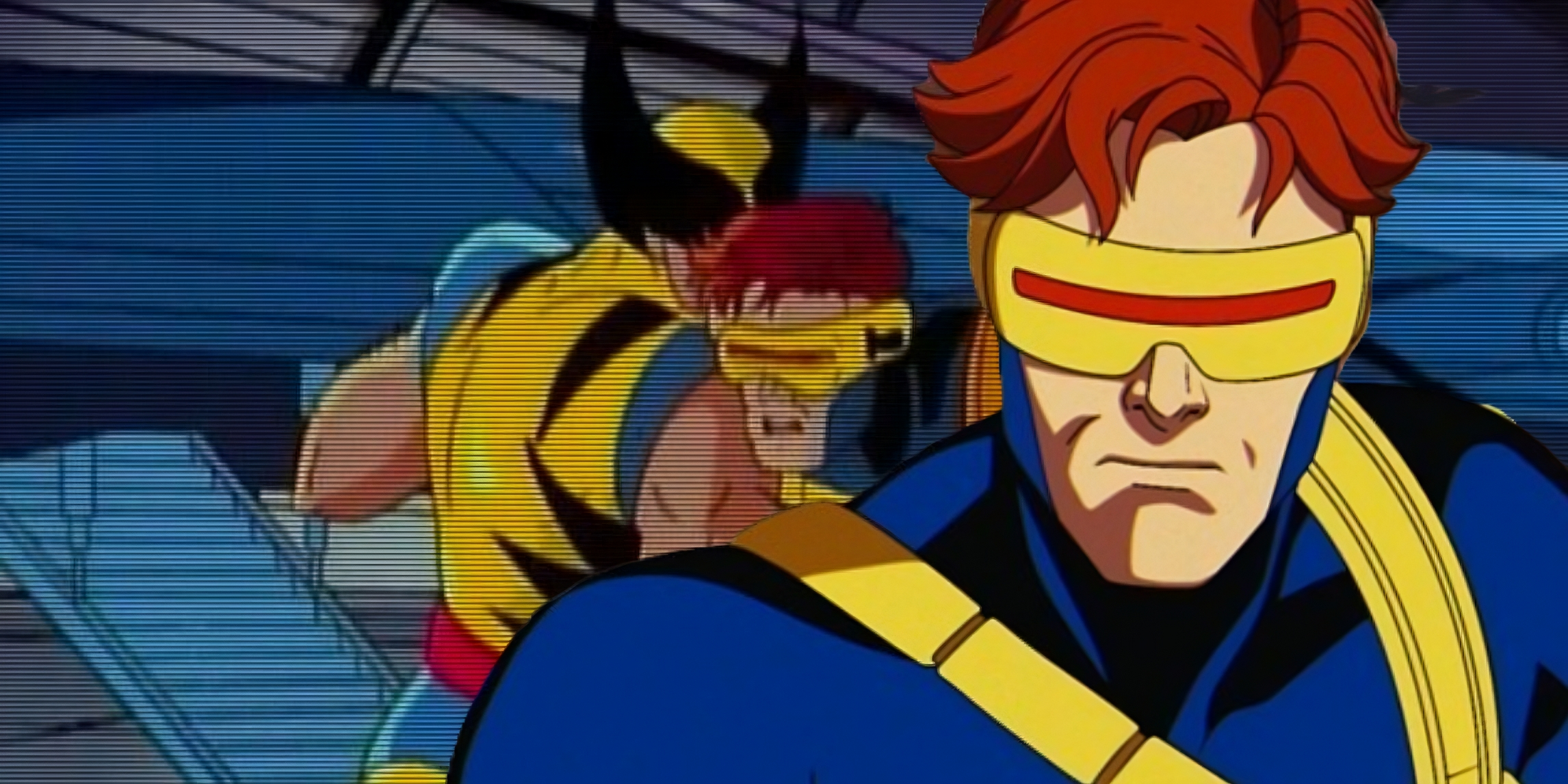 The modern and 1992 animated Cyclops, punched by Wolverine