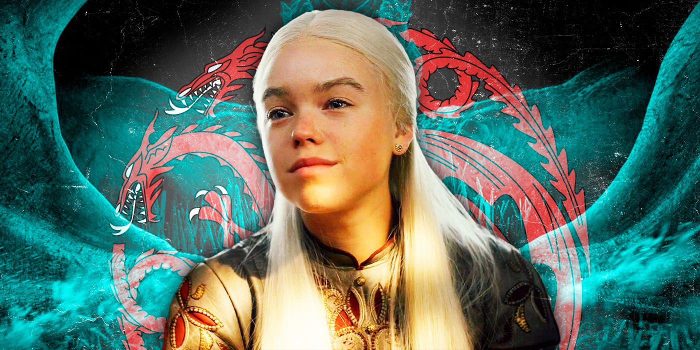 House Of The Dragon poster on the background and Rhaenyra Targaryen on front