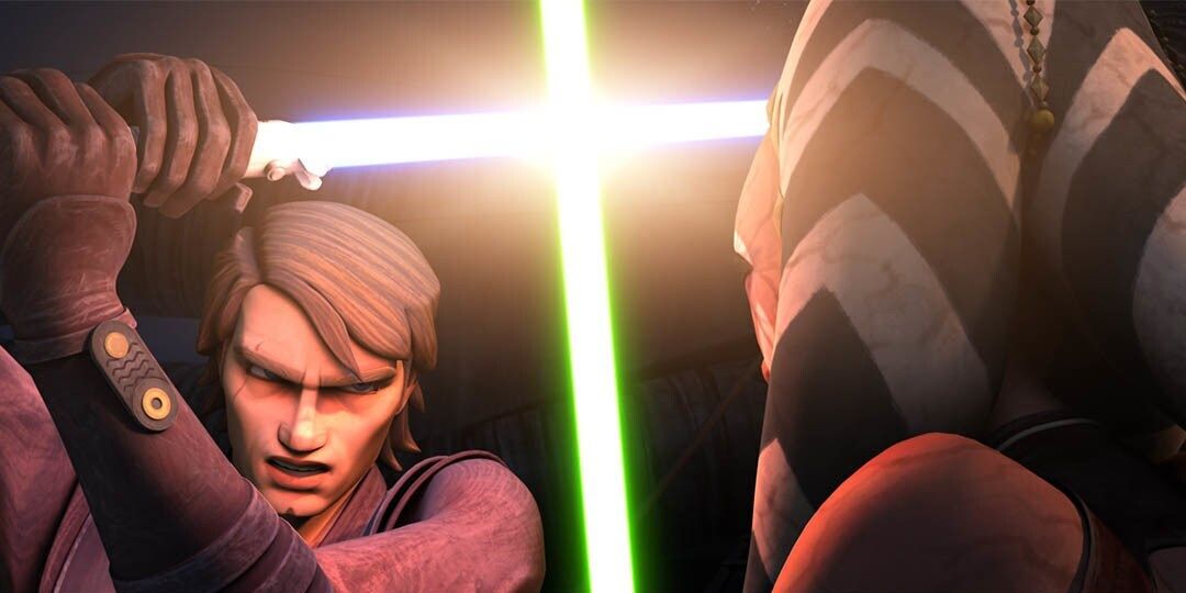 Anakin fights a corrupted Ahsoka