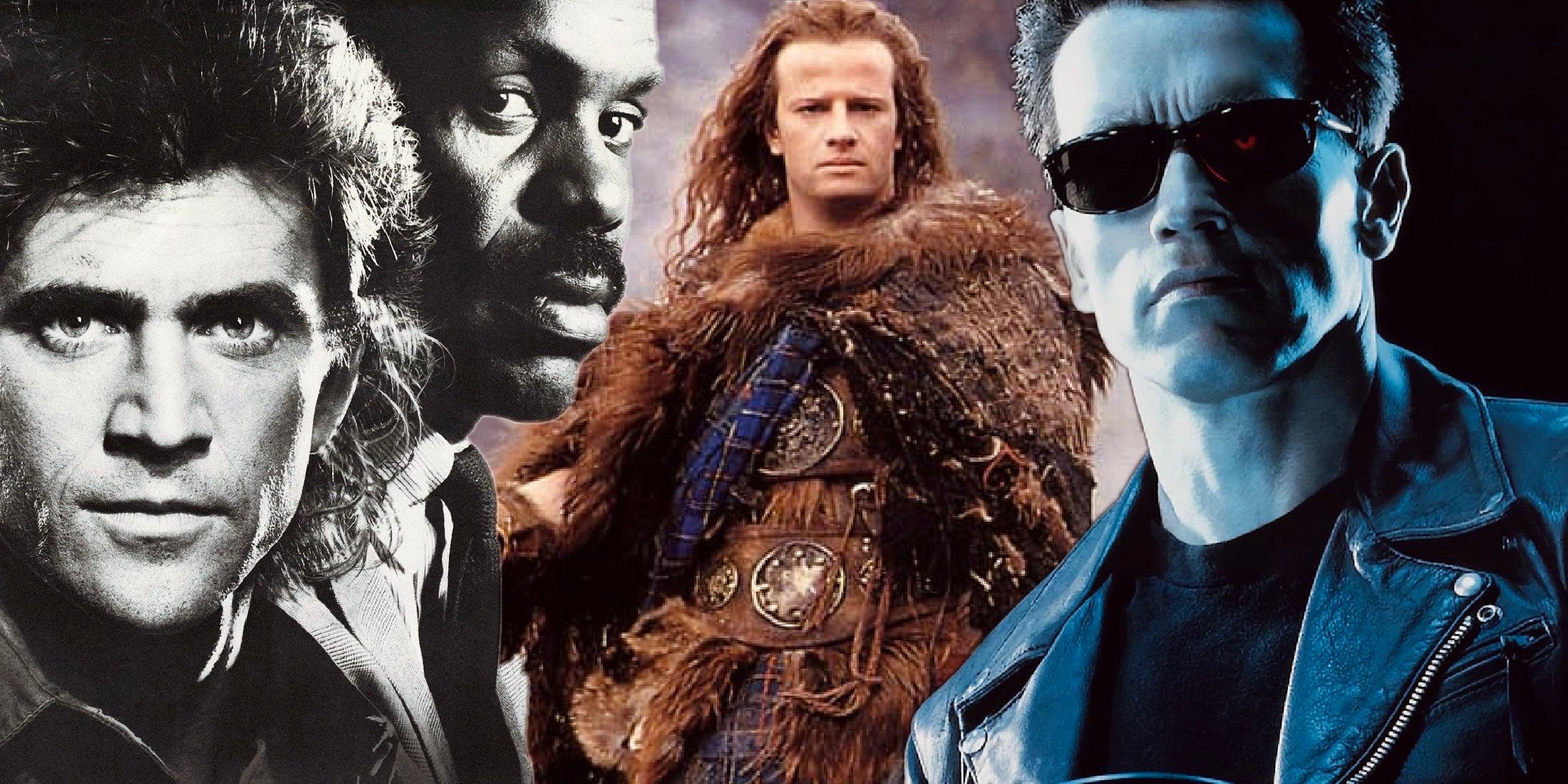 Lethal Weapon, Highlander, and The Terminator main heroes stand side by side