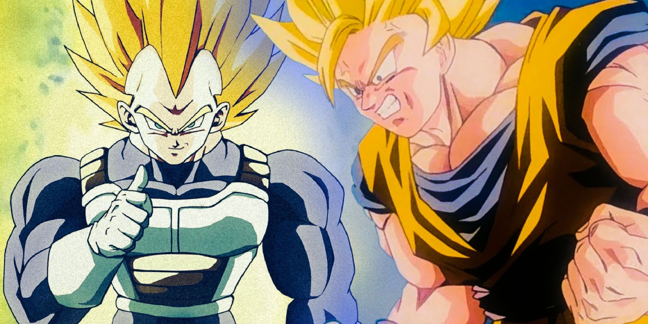 Goku charges up in SSJ2 with Ascended Super Saiyan Vegeta in Dragon Ball Z