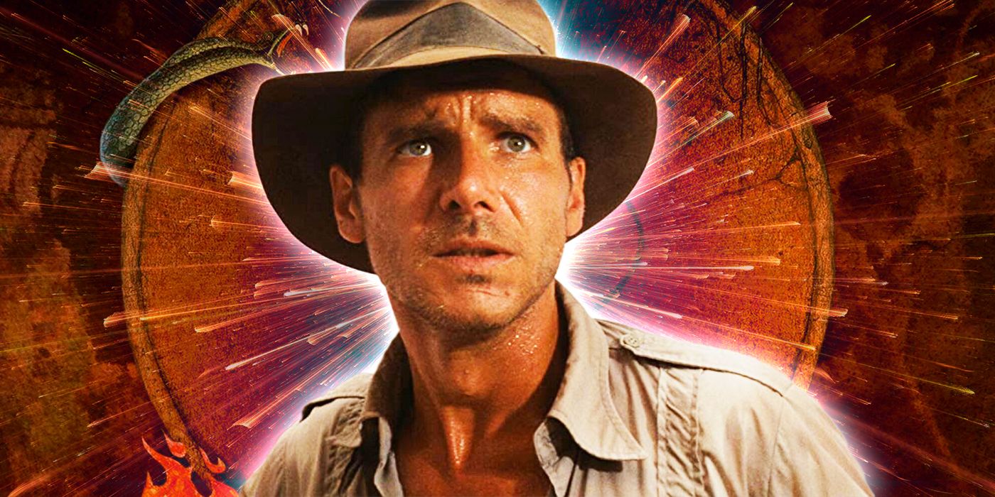Indiana-Jones looks up in awe in Raiders Of The Lost Ark.