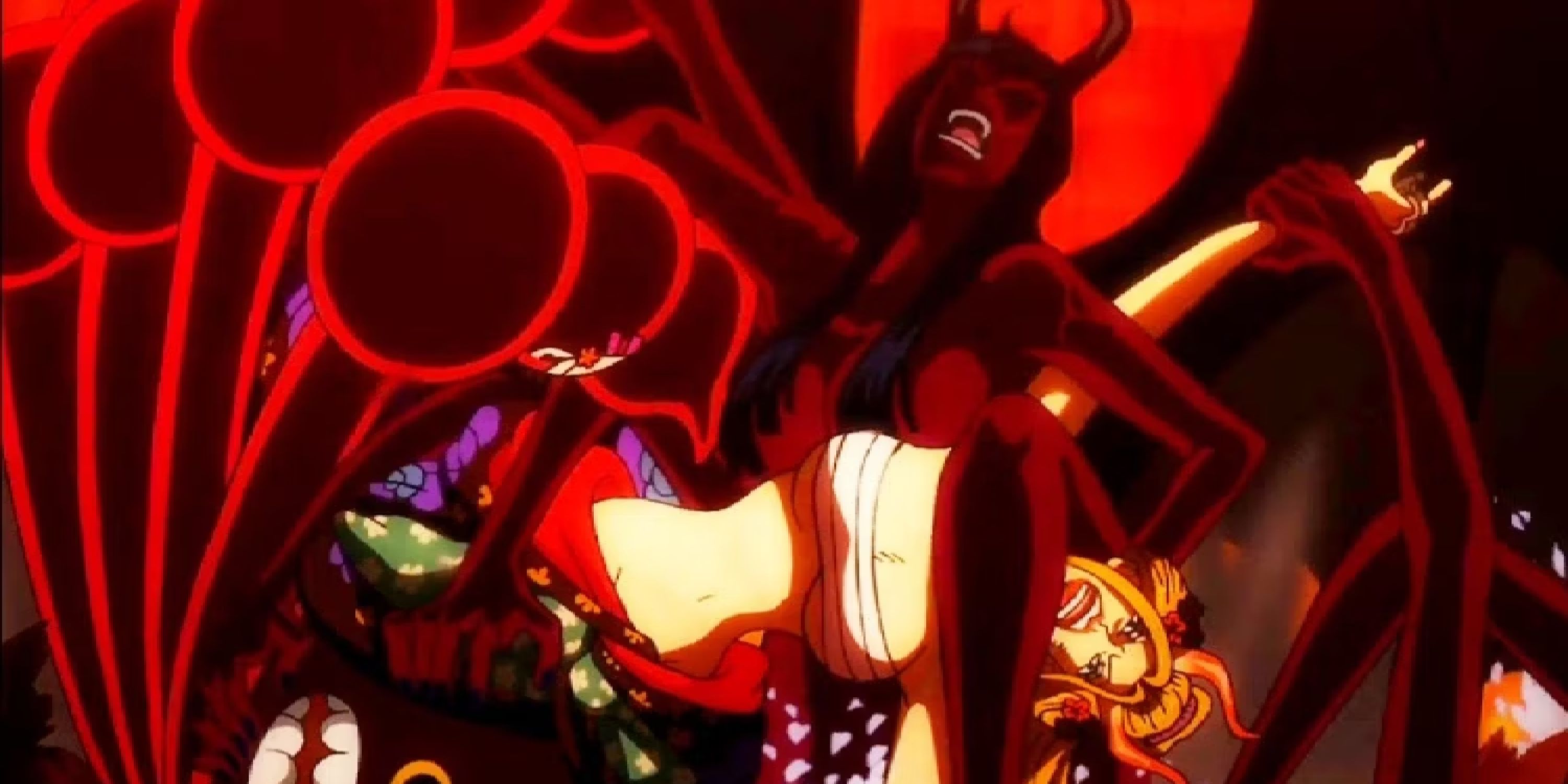 Nico Robin uses Demonio Fleur to defeat Black Maria - One Piece
