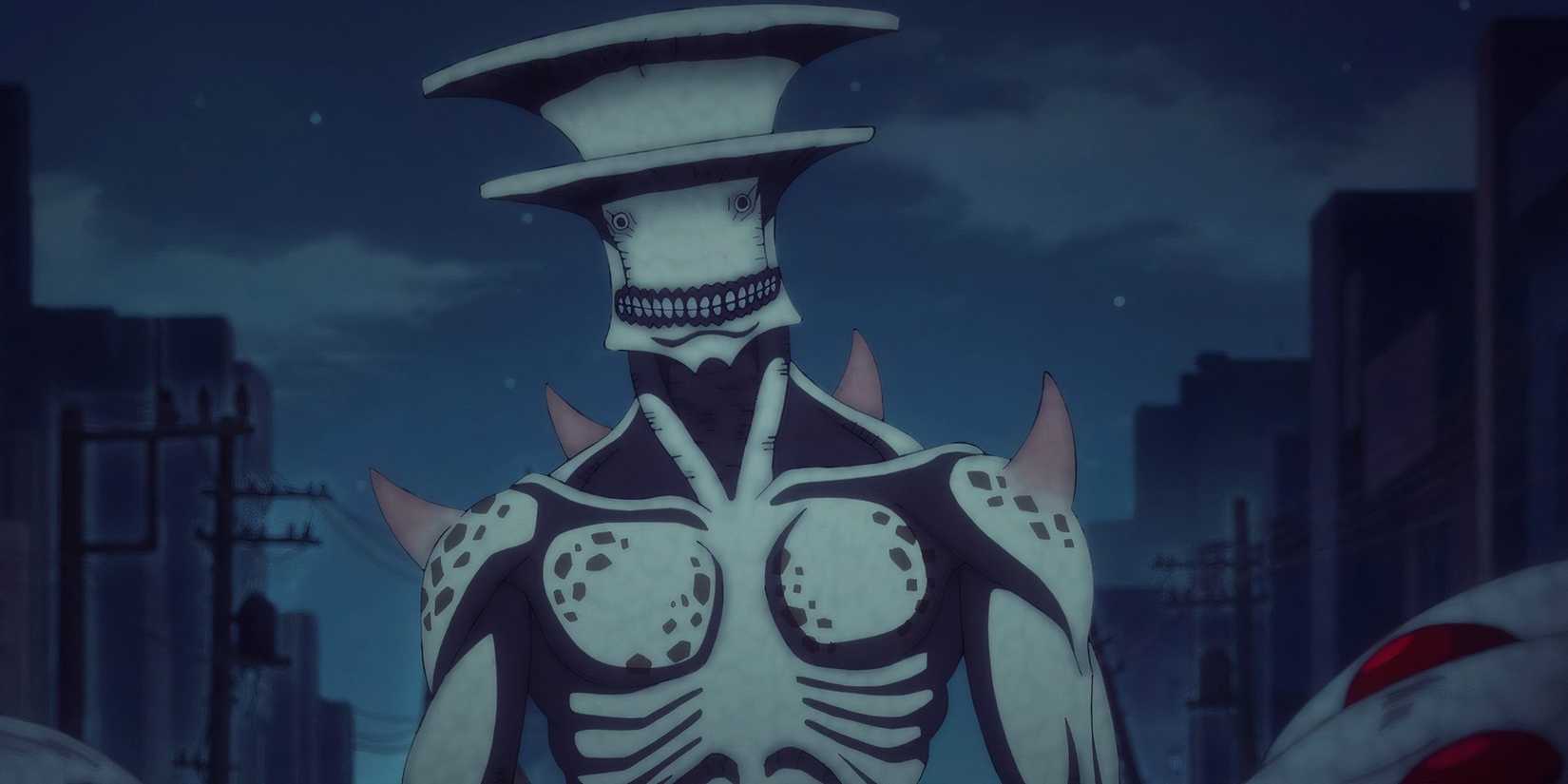 Kaiju No. 9 stands menacingly on a dark road in Kaiju No. 8 Episode 7.