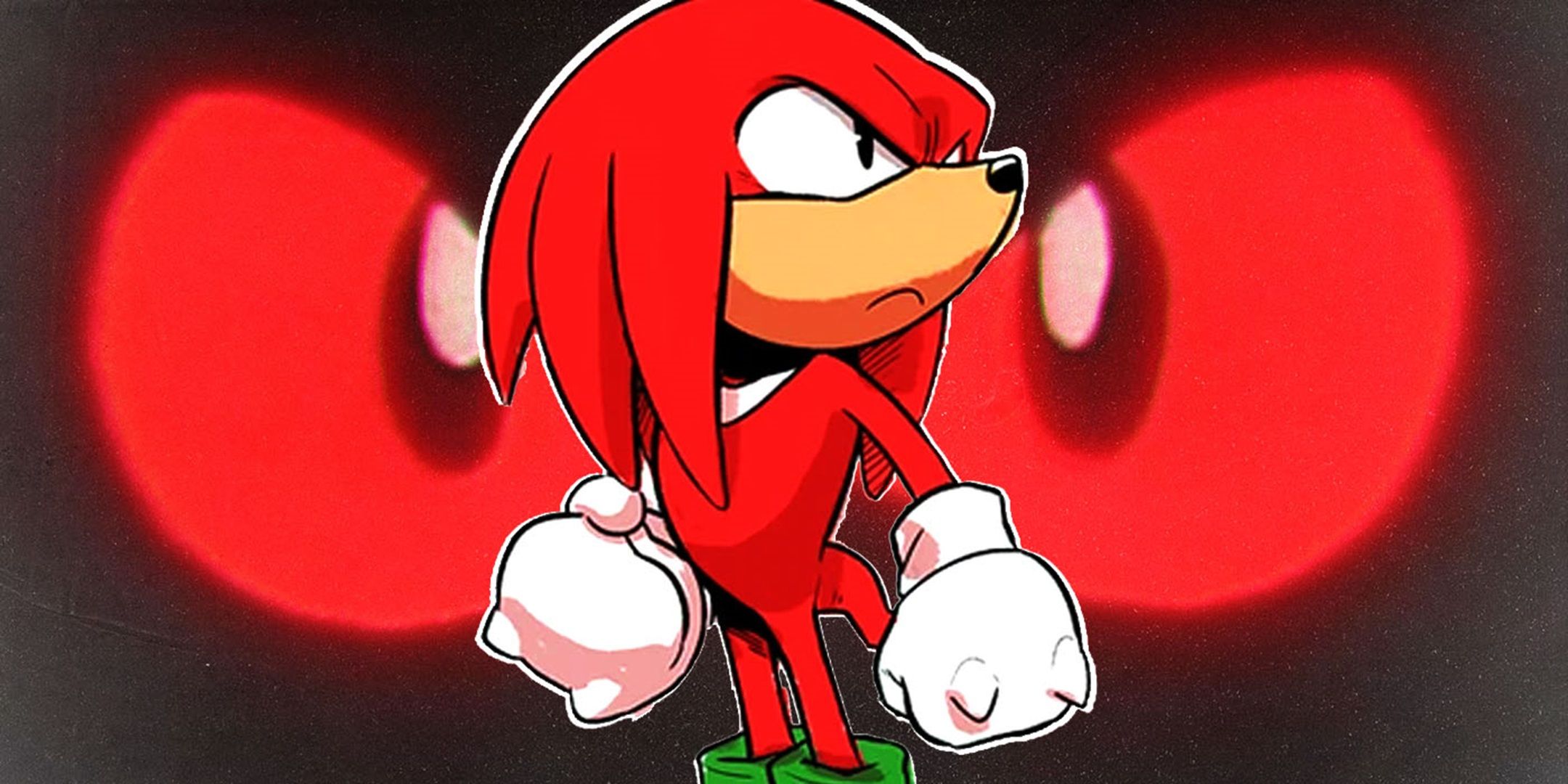 Knuckles in front of red eyes