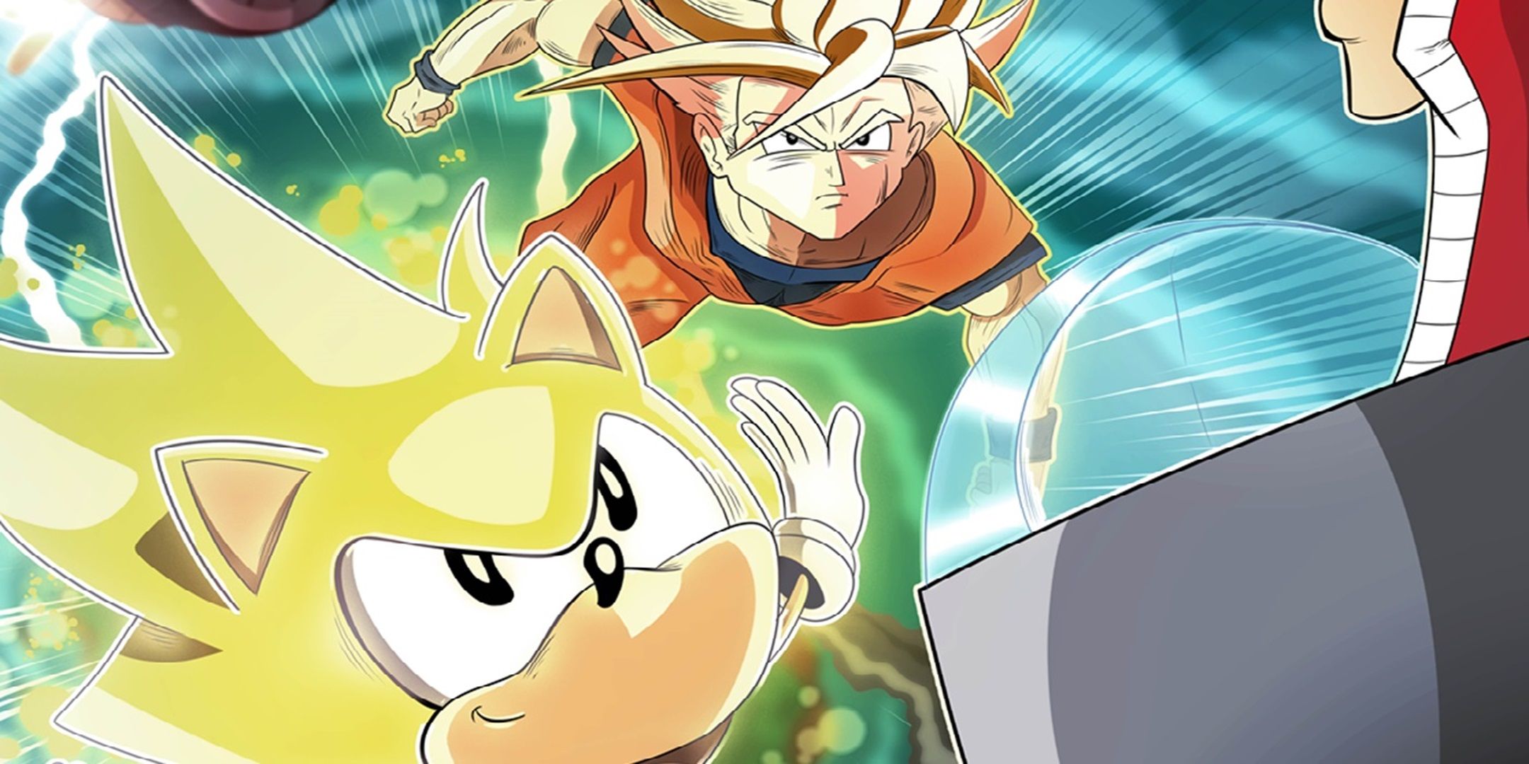Super Sonic and Super Saiyan Goku team-up
