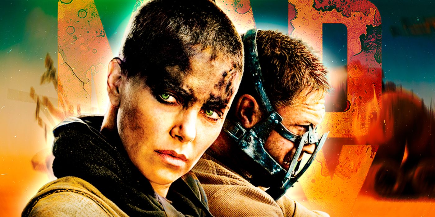 Mad Max and Furiosa in front of the series' logo.