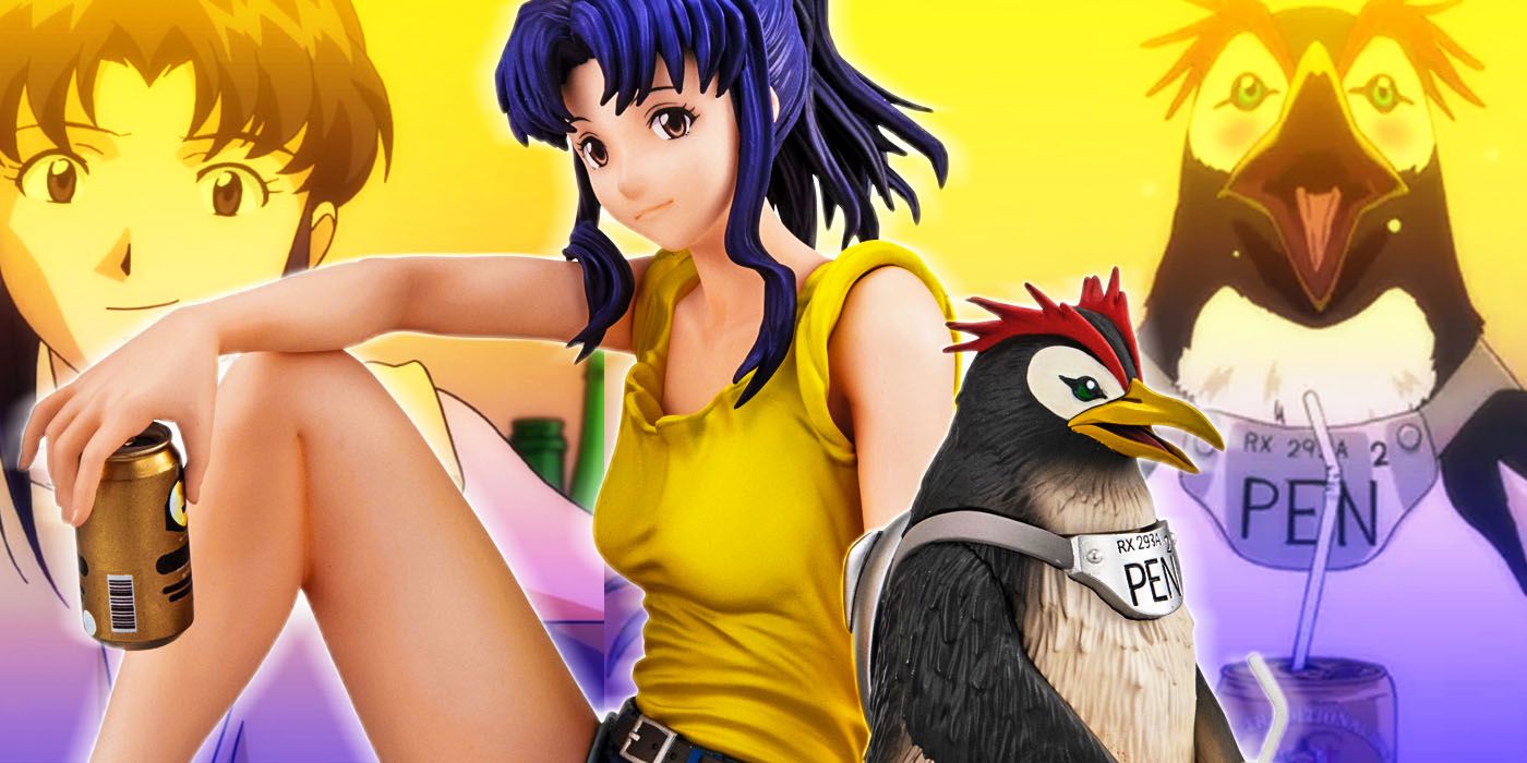 The GALS Evangelion Misato and Penpen Figure with their anime characters