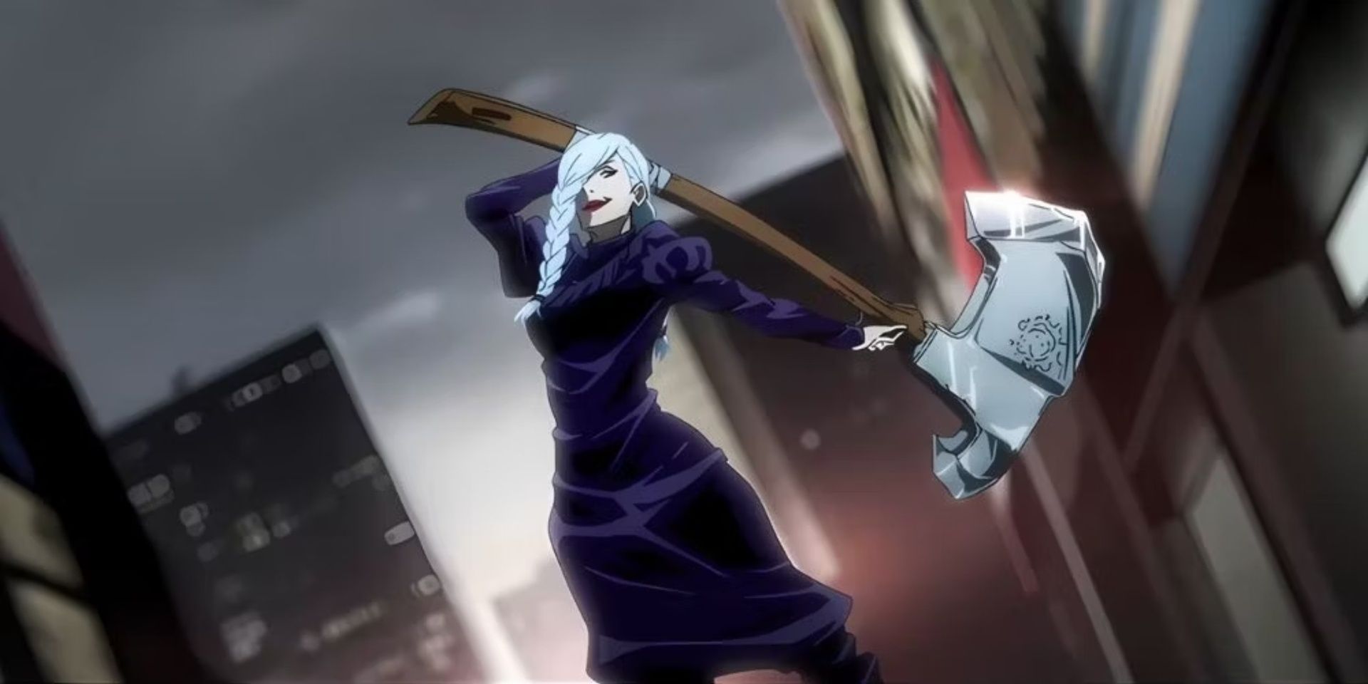 Mei Mei stands with her Cursed Tool in the air in Jujutsu Kaisen
