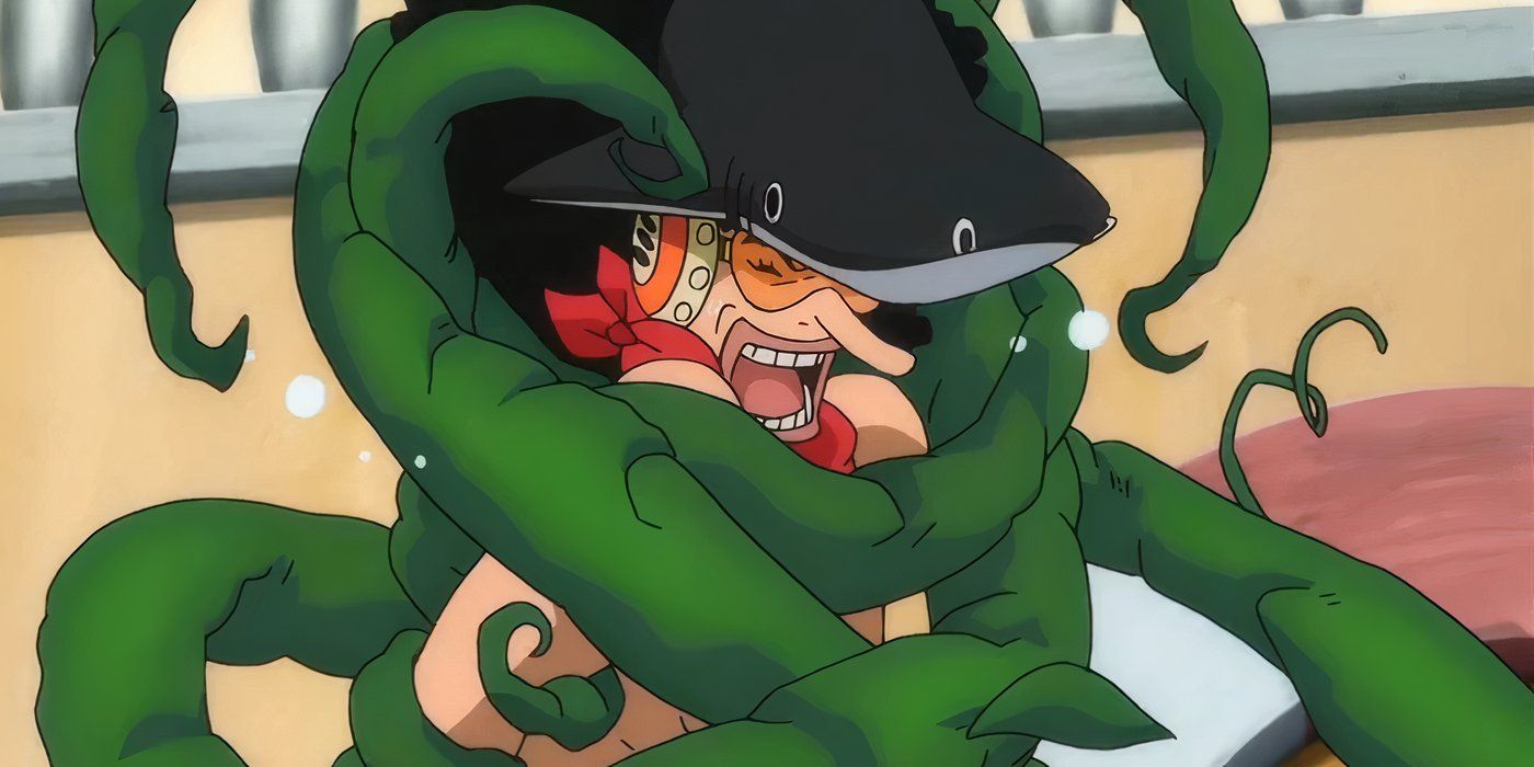 Usopp being restrained by the Grow-Grow Fruit in One Piece Film: Z.