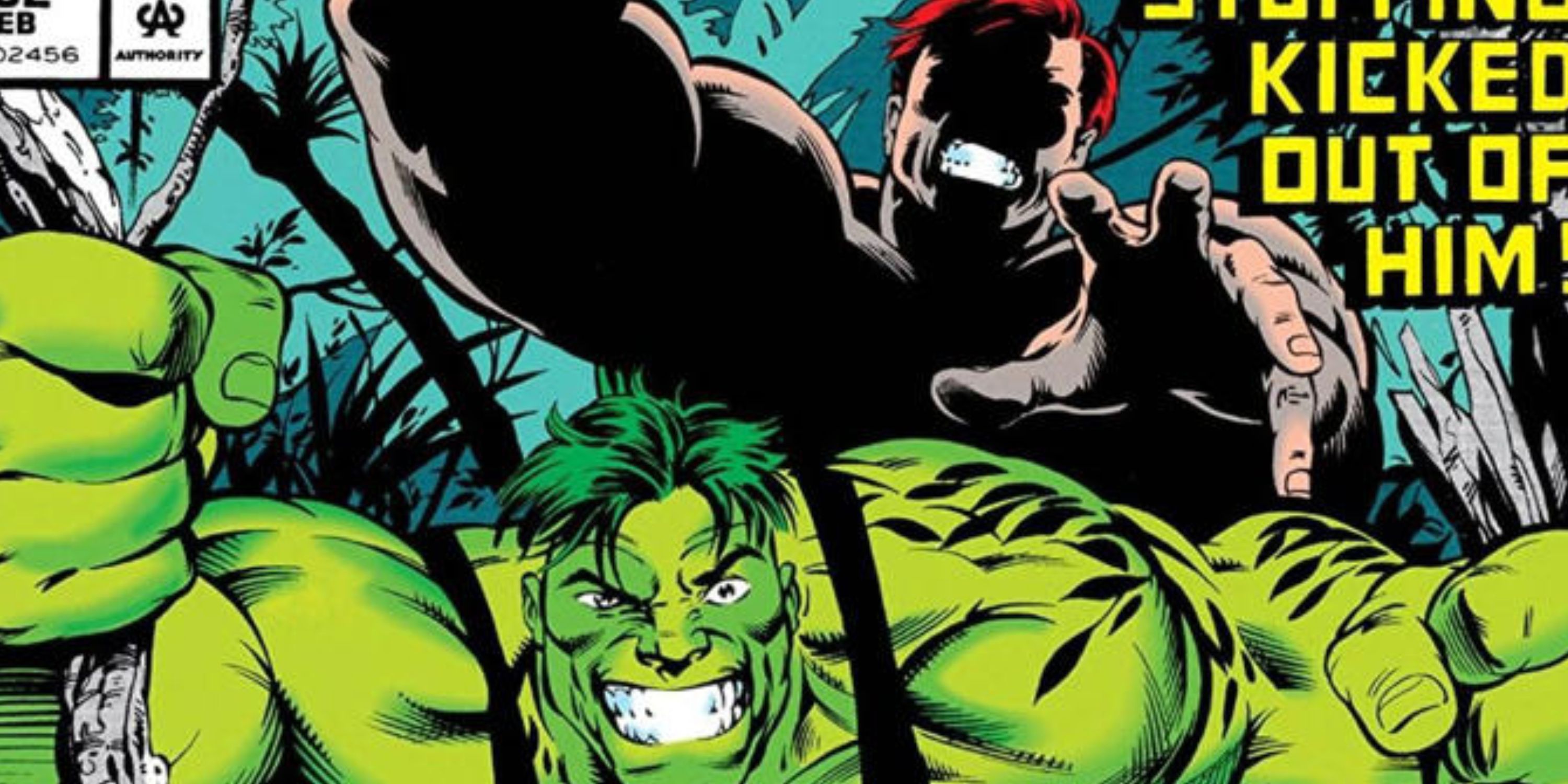 Juggernaut behind Hulk about to bash him over the head