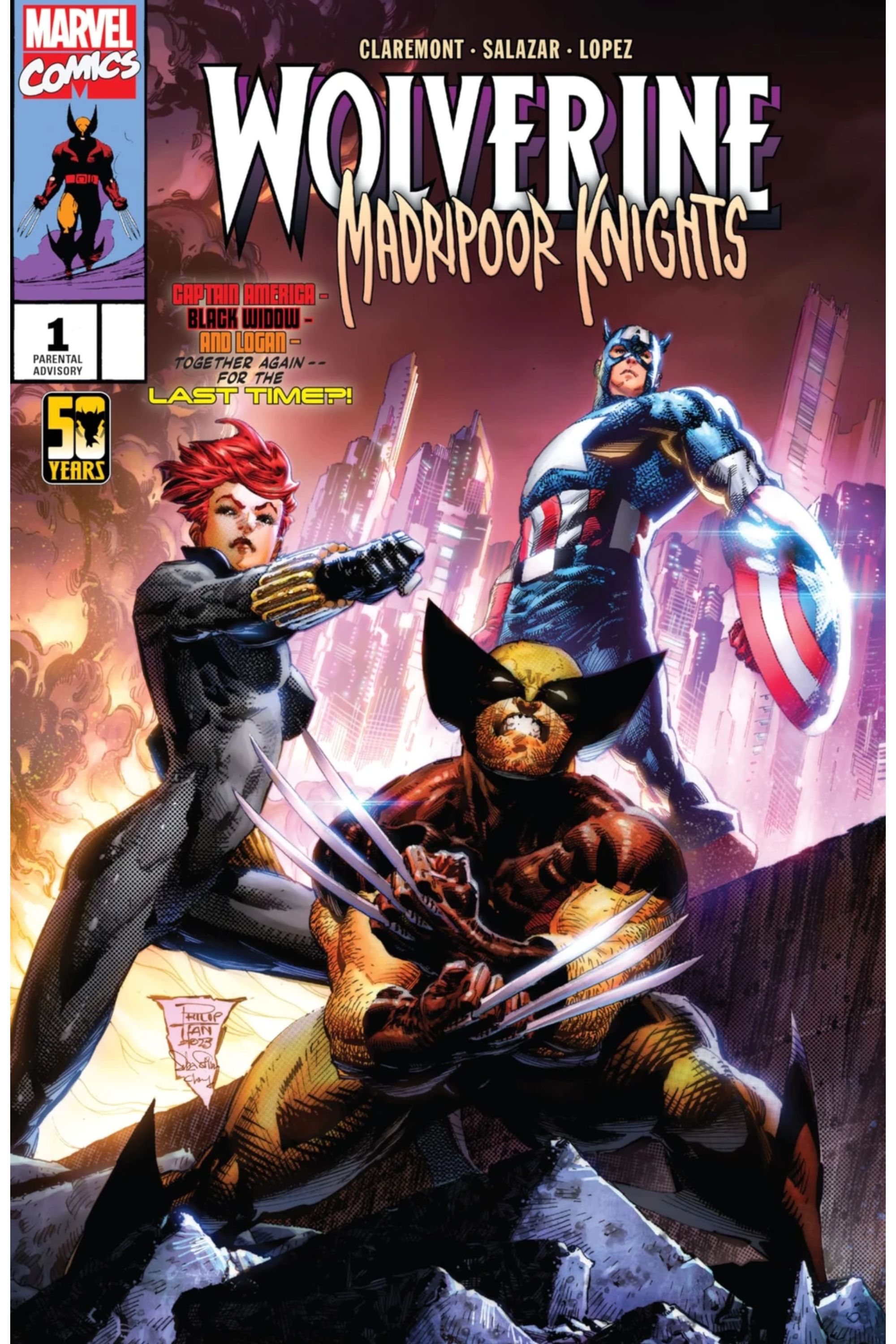 Wolverine, Viúva Negra e Capitão América juntos