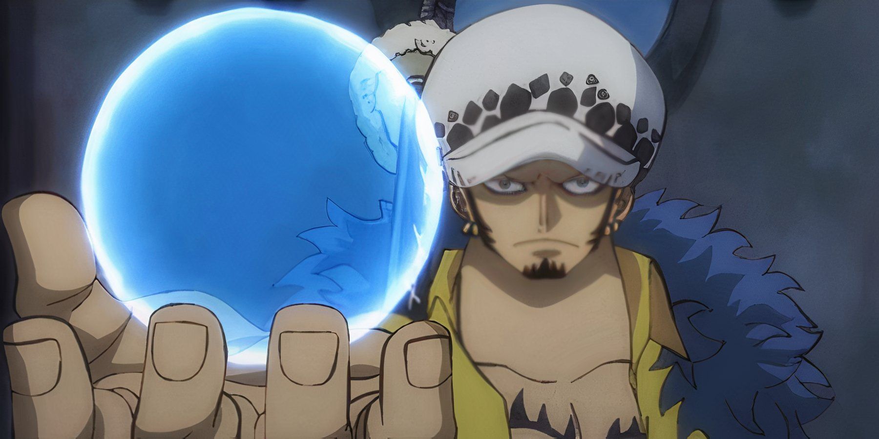 Law creates a sphere in his hand by activating the Op-Op Fruit in One Piece.