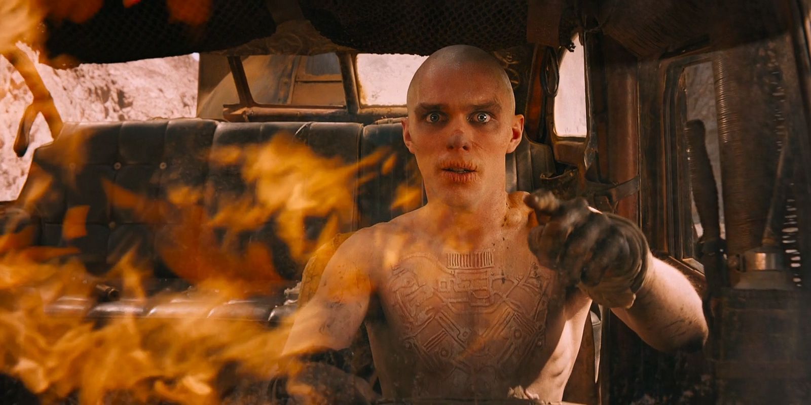 Nux blows his car up in Mad Max Fury Road