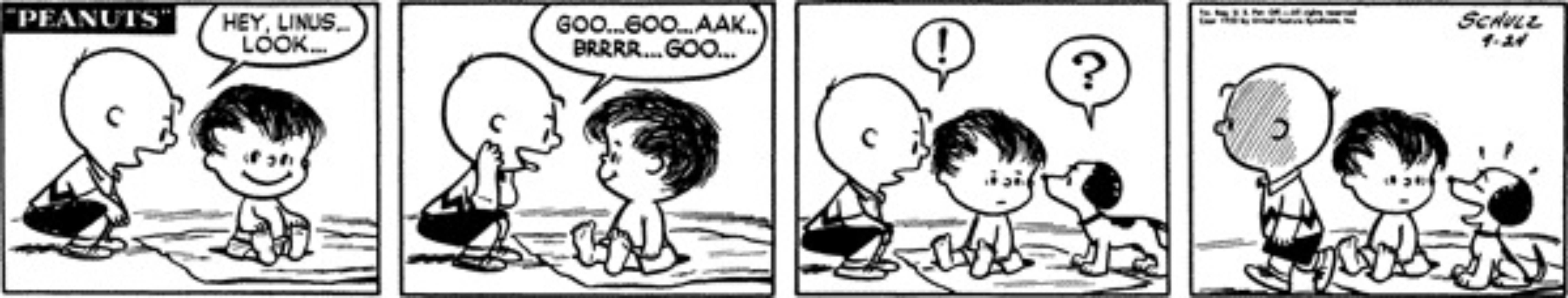 Charlie Brown parla da bambino con Linus