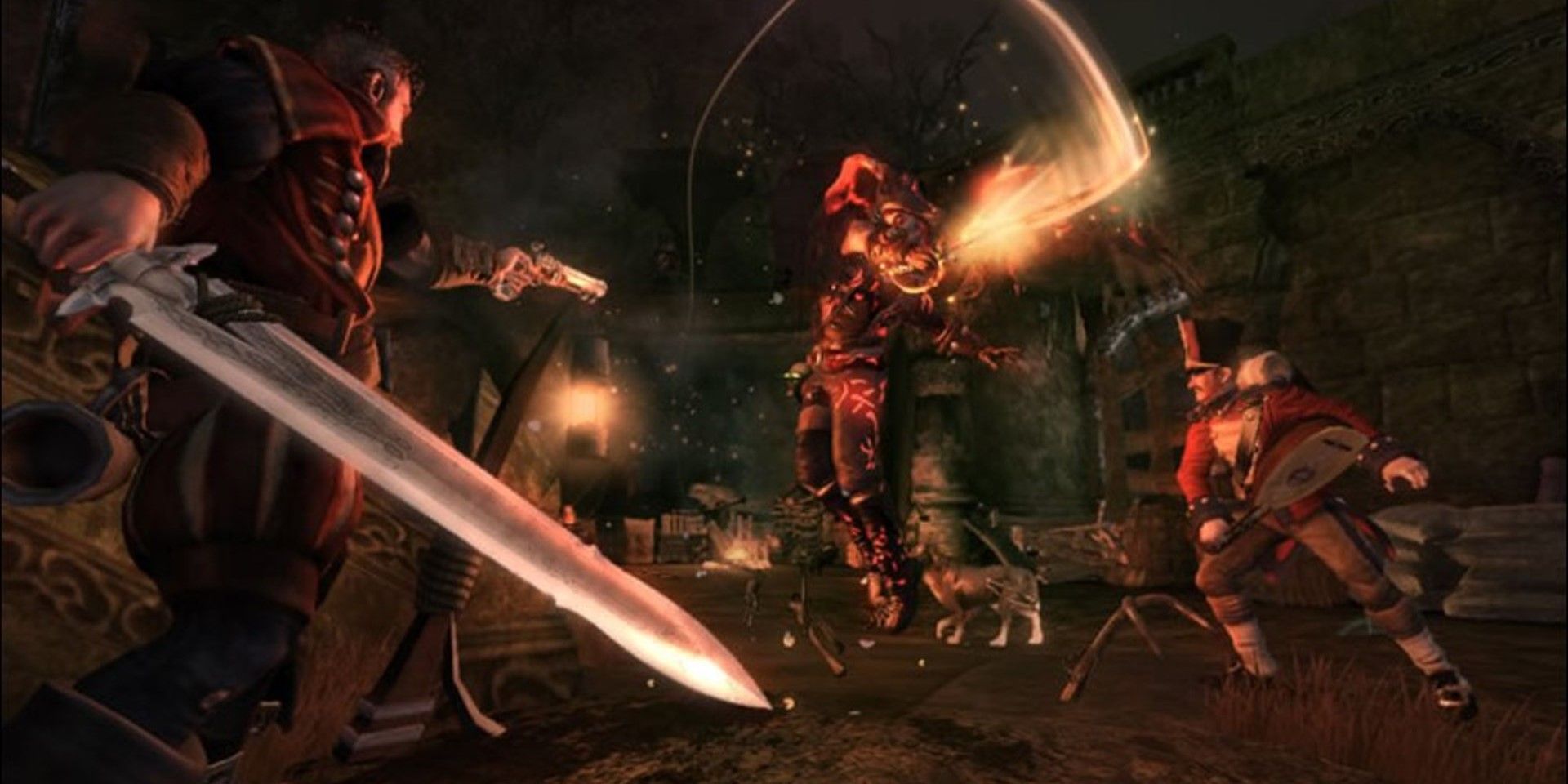 Jogador lutando contra guardas em Fable III