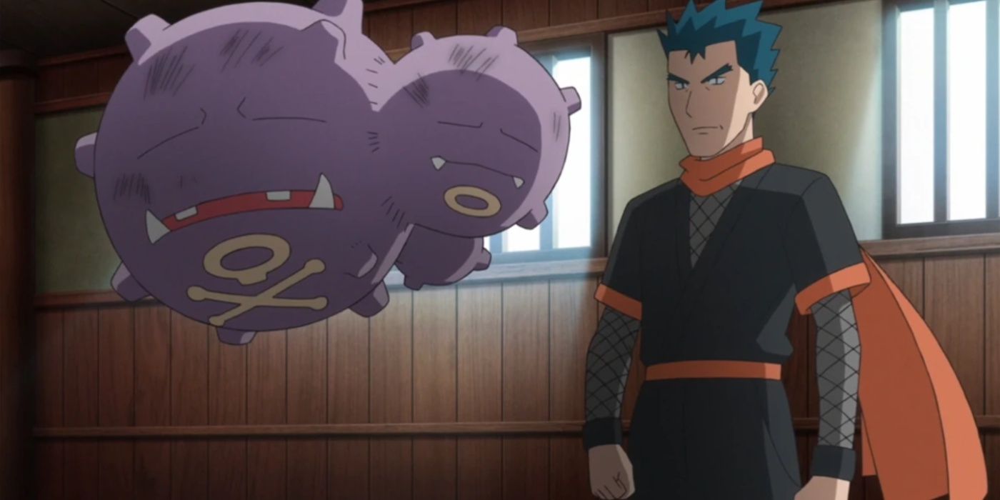 Koga con su Smogogo en la miniserie animada Pokémon Origins.