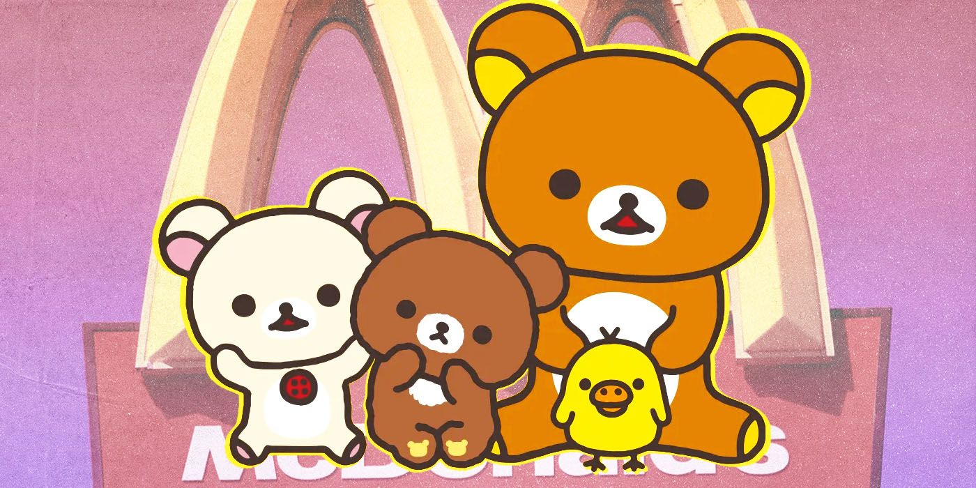 Rilakkuma & Friends with the Mcdonald's logo for official Happy Meals