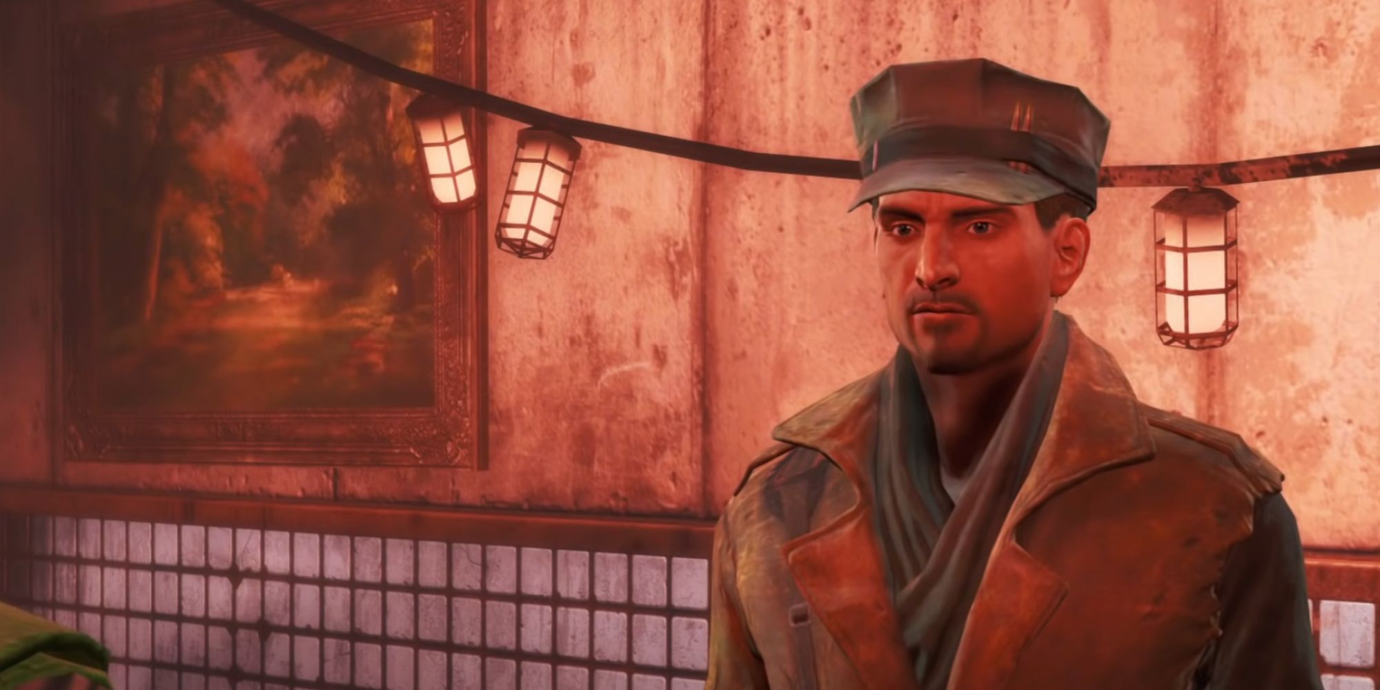 Robert MacCready durante un intercambio de diálogo en Fallout 4