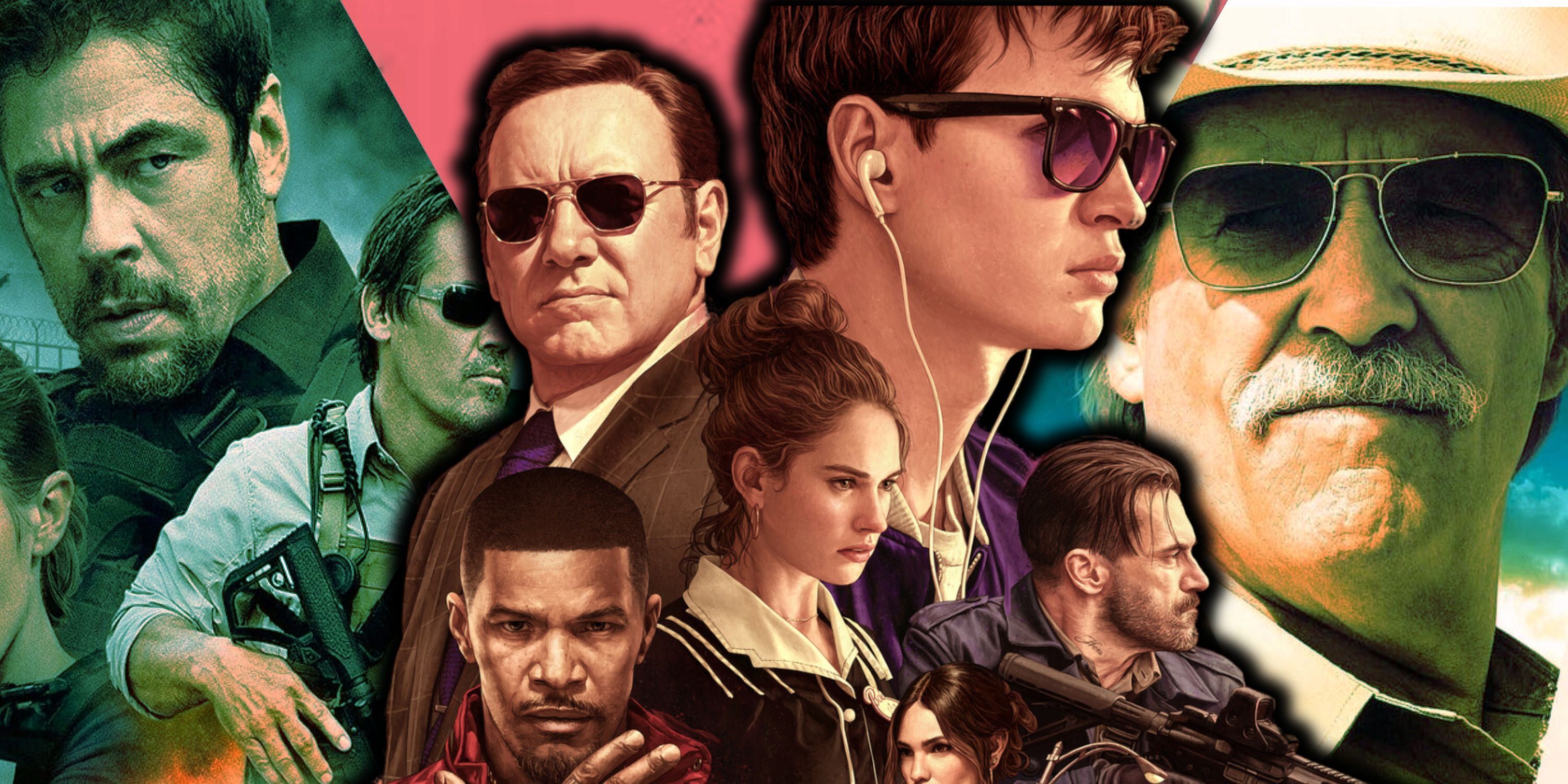 Composite image Sicario, Baby Driver, Hell or High Water