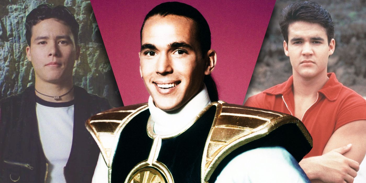 Split Images of Adam, Tommy, and Jason Power Rangers