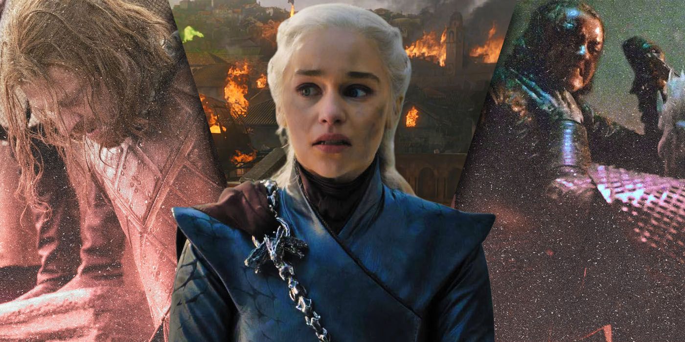 Imágenes divididas de Ned, Daenerys y Arya de Game of Thrones.