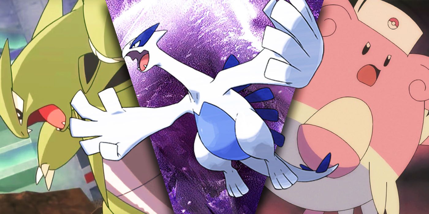 Split Images of Tyranitar, Lugia, and Blissey