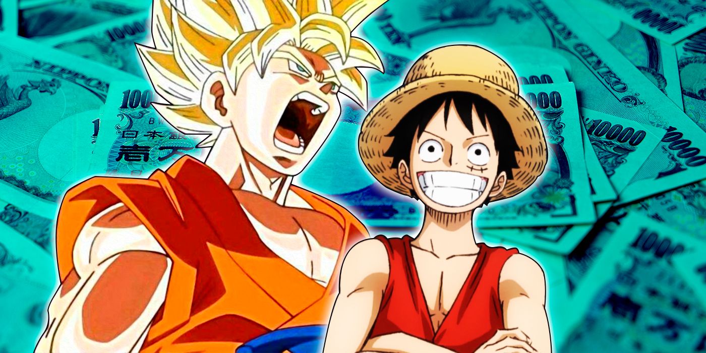 Super Saiyan Goku from Dragon Ball and Luffy from One Piece