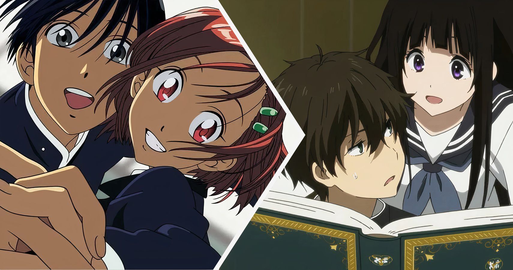 The main couples from Kare Kano and Hyouka