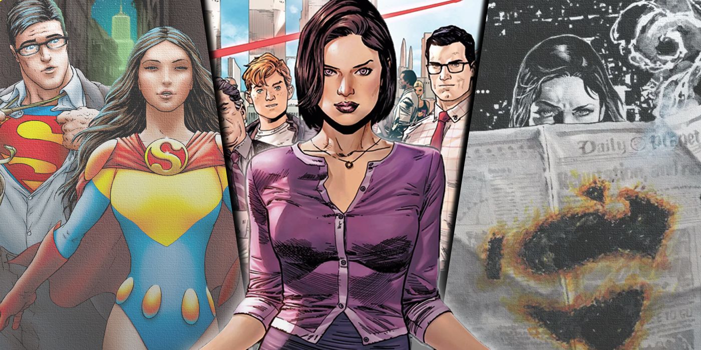 Split image of Lois Lane in different Superman comics