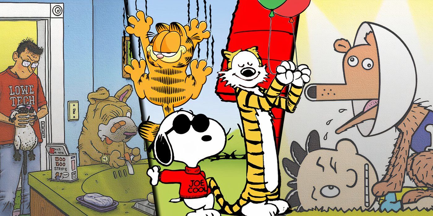 Shared image of Garfield, Snoopy and Hobbes with stripes from Get Fuzzy and Big Nate