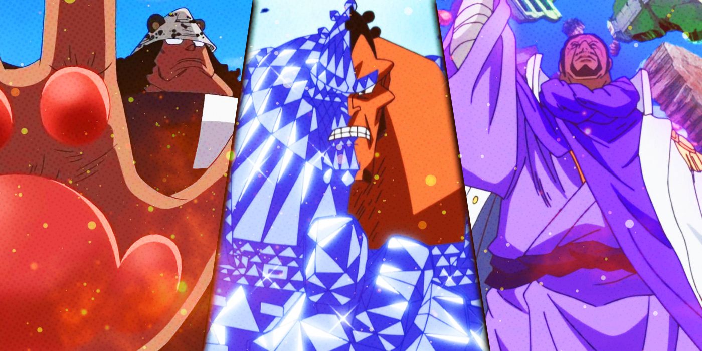 Images of One Piece characters using the Twinkle-Twinkle Fruit, the Press-Press Fruit and the Paw-Paw Fruit
