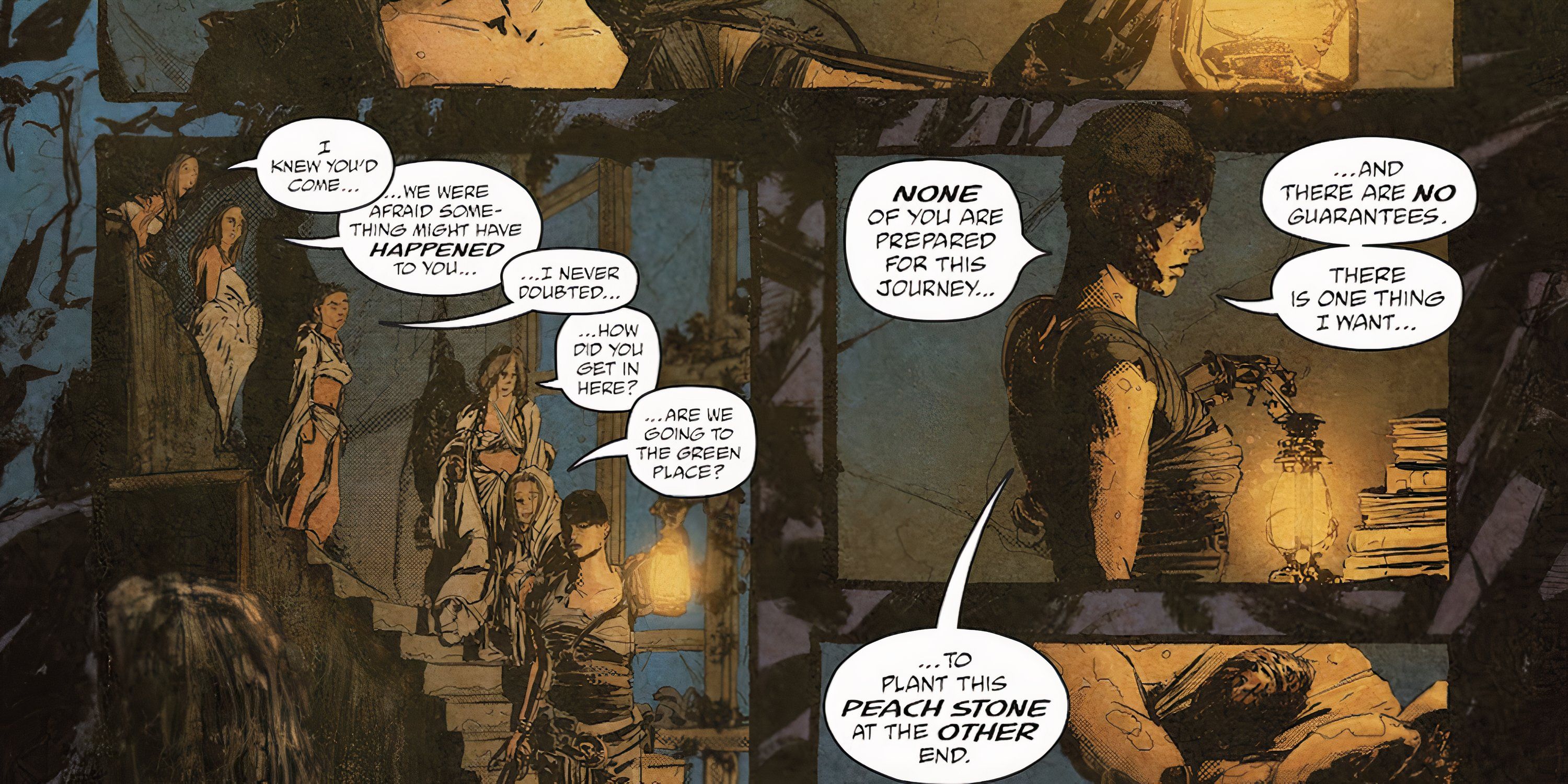Furiosa shows a peach seed to Immortan Joe's wives in the Mad Max: Fury Road comic.
