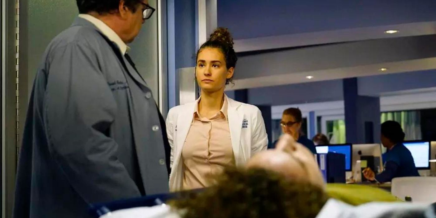 306 Oliver Platt as Daniel Charles talks with Rachel DiPillo as Sarah Reese about their patient on Chicago Med