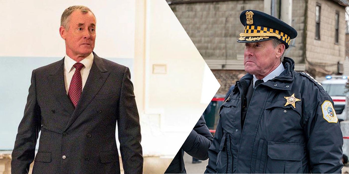 A split image features John C. McGinley on Chicago P.D