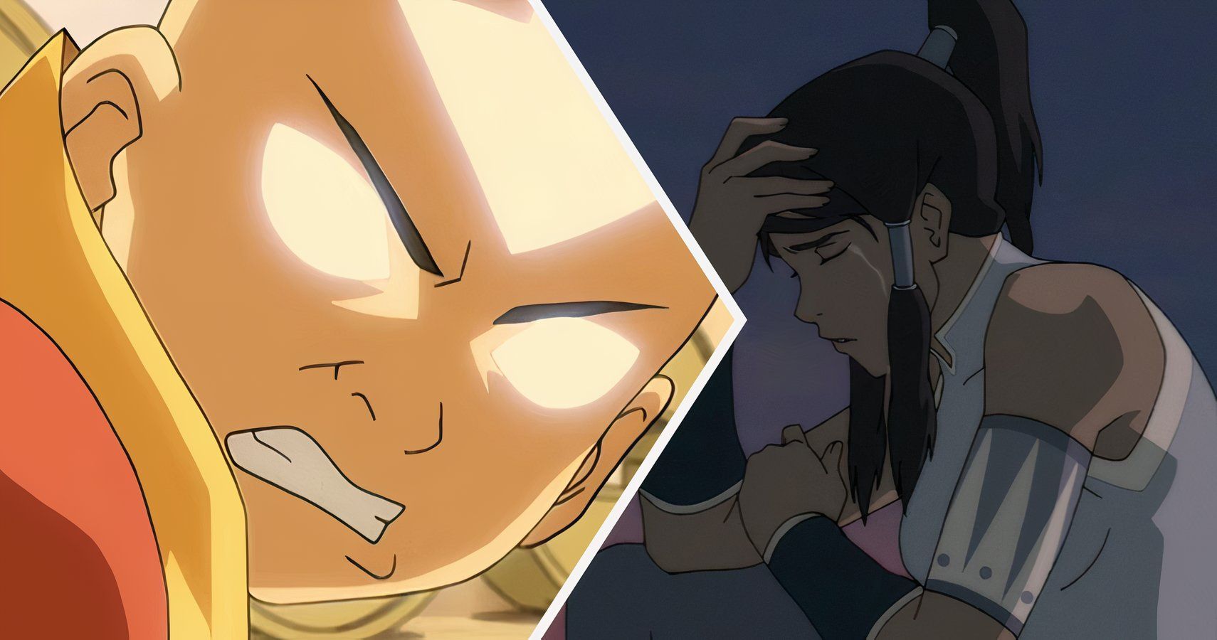 Aang bravo e Korra triste