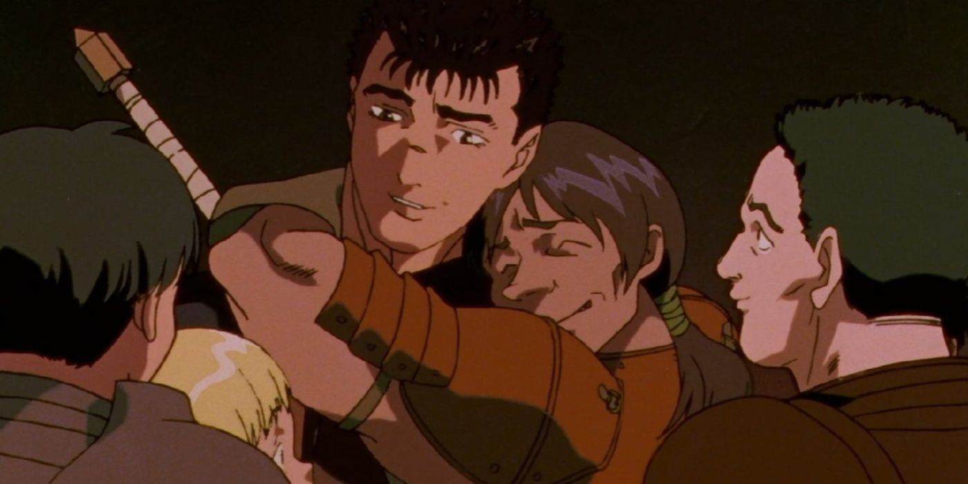 The Band of the Hawk celebrating Guts' return in the Berserk 1997 anime.