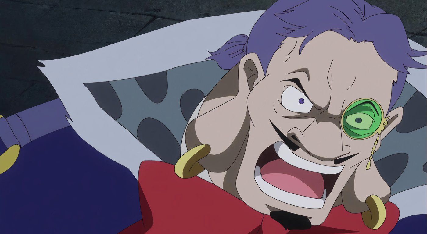 Breed from One Piece with a shocked expression