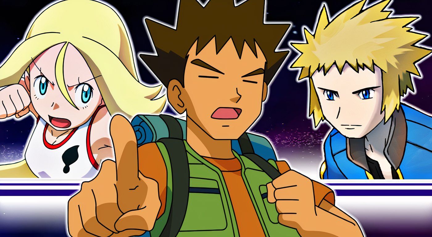 Brock, Korrina y Volkner en el anime Pokémon