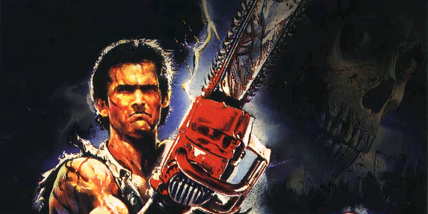 Bruce Campbell as Ash in Army of Darkness holding a chainsaw