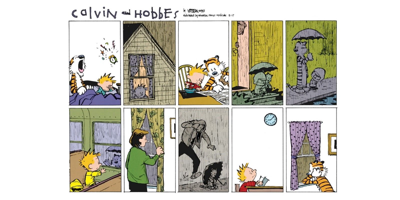 Calvin e Hobbes - Um dia escolar chuvoso mostra que a importância de Hobbes é apreciada